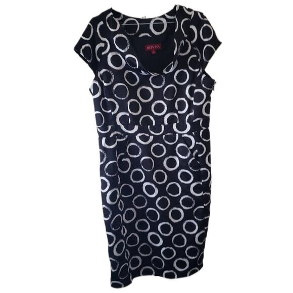 Merona Silky Black with White Circles Sleeveless Dress,  Full Lined with Pockets - Picture 1 of 3